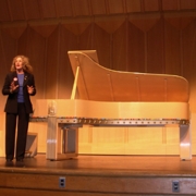 Carole greets the crowd in the Emilie K. Asplundh Concert Hall in the Phillips Memorial Building. Photo by Jacobs Music Company