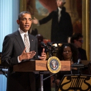  President Barack Obama delivers remarks during a concert honoring singer-songwriter Carole King in the East Room of the White House, May 22, 2013. The President presented King with the 2013 Library of Congress Gershwin Prize for Popular Song.  “Carole King: The Library of Congress Gershwin Prize In Performance at the White House” ” can be viewed at pbs.org . Photo credit: White House photo by  David Lienemann.