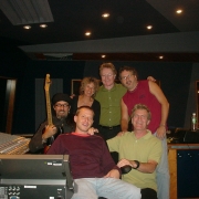Hanging out in the studio with Mark Hudson, Chris Brooke, Paul Brady, Gary Burr and Rudy Guess. Photo by Michael McCoy